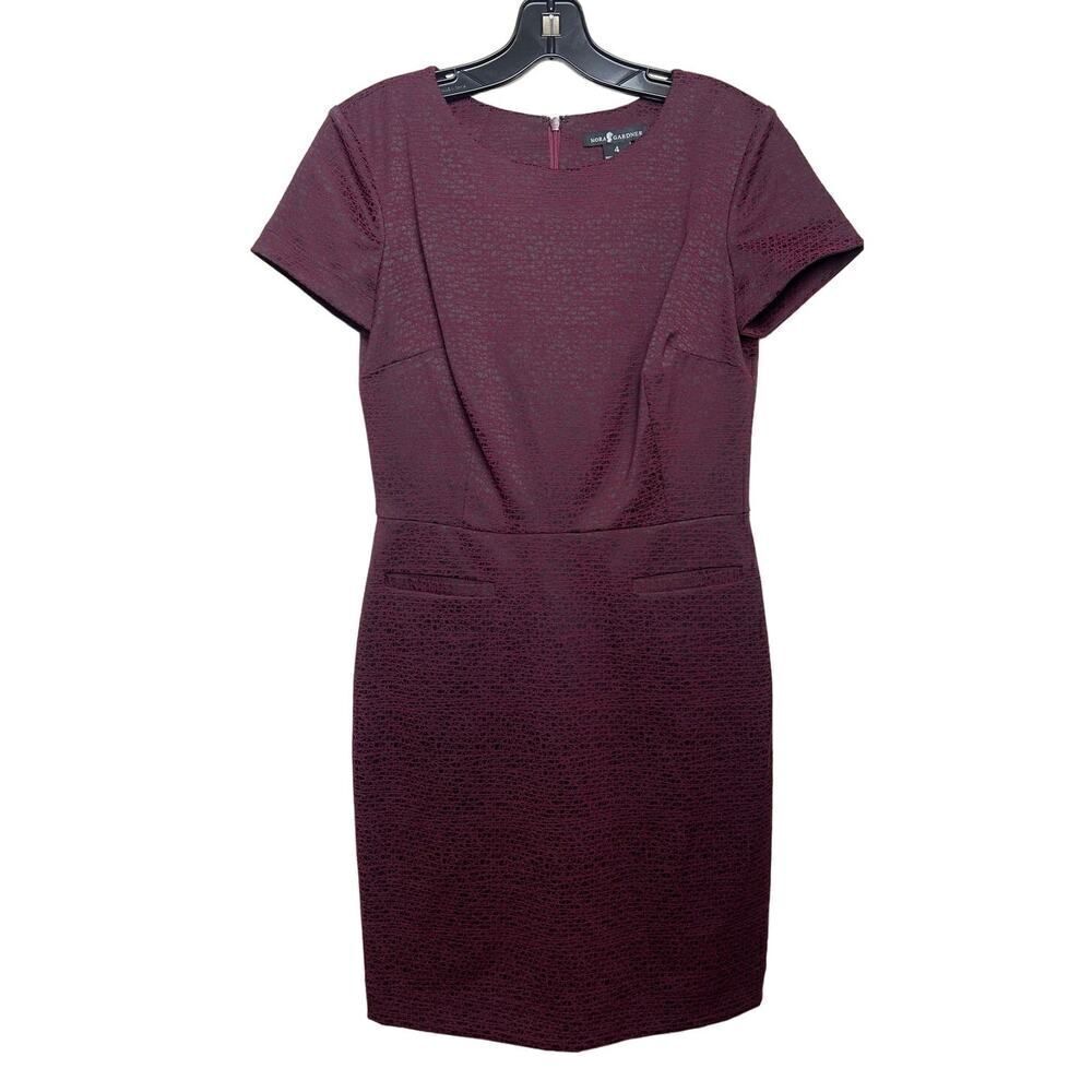 Nora Gardner Red Black Cap Sleeve Sheath Dress Sz. 4